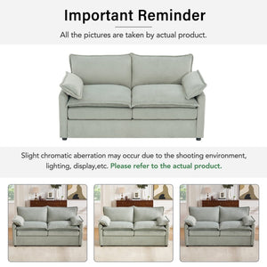 English Elm Modern Plush Faux Fur Loveseat with Pocket Spring Cushions and Armrest Storage Pockets Green N719P433667F