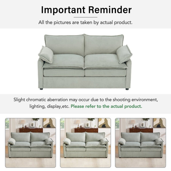 English Elm Modern Plush Faux Fur Loveseat with Pocket Spring Cushions and Armrest Storage Pockets Green N719P433667F