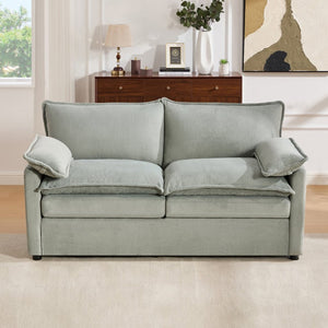 English Elm Modern Plush Faux Fur Loveseat with Pocket Spring Cushions and Armrest Storage Pockets Green N719P433667F