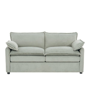 English Elm Modern Plush Faux Fur Loveseat with Pocket Spring Cushions and Armrest Storage Pockets Green N719P433667F