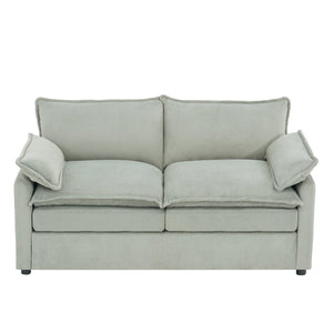 English Elm Modern Plush Faux Fur Loveseat with Pocket Spring Cushions and Armrest Storage Pockets Green N719P433667F