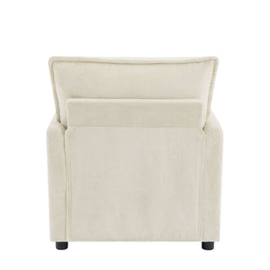 English Elm Modern Plush Faux Fur Armchair with Pocket Spring Cushion and Built-in Storage Pockets Beige N719P433668A