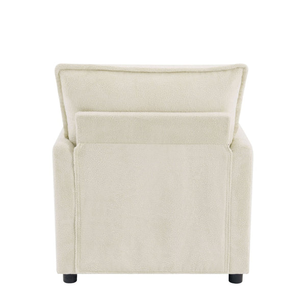 English Elm Modern Plush Faux Fur Armchair with Pocket Spring Cushion and Built-in Storage Pockets Beige N719P433668A