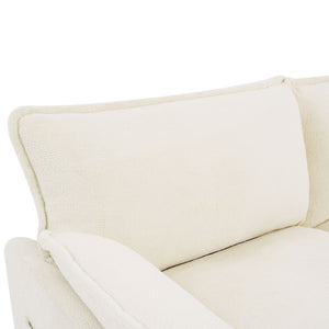 English Elm Modern Plush Faux Fur Armchair with Pocket Spring Cushion and Built-in Storage Pockets Beige N719P433668A