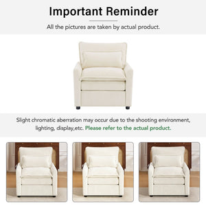 English Elm Modern Plush Faux Fur Armchair with Pocket Spring Cushion and Built-in Storage Pockets Beige N719P433668A