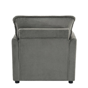 English Elm Modern Plush Faux Fur Armchair with Pocket Spring Cushion and Built-in Storage Pockets Grey N719P433668E