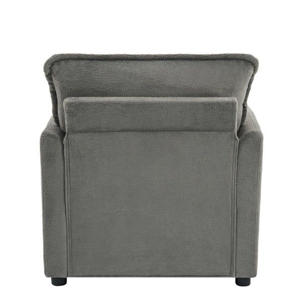 English Elm Modern Plush Faux Fur Armchair with Pocket Spring Cushion and Built-in Storage Pockets Grey N719P433668E