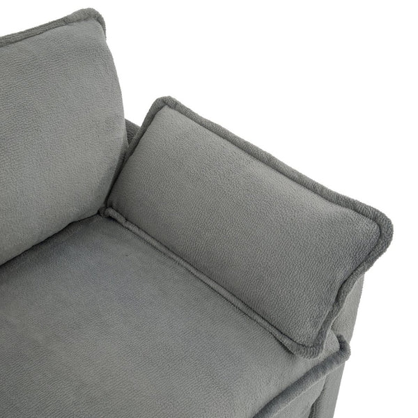English Elm Modern Plush Faux Fur Armchair with Pocket Spring Cushion and Built-in Storage Pockets Grey N719P433668E