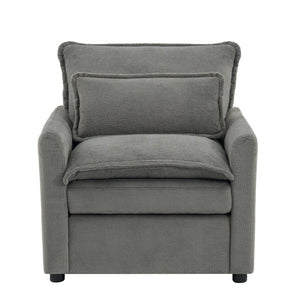 English Elm Modern Plush Faux Fur Armchair with Pocket Spring Cushion and Built-in Storage Pockets Grey N719P433668E