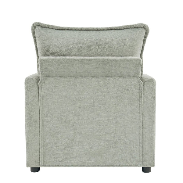 English Elm Modern Plush Faux Fur Armchair with Pocket Spring Cushion and Built-in Storage Pockets Green N719P433668F