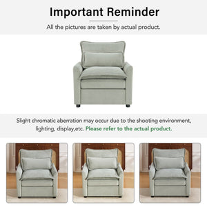 English Elm Modern Plush Faux Fur Armchair with Pocket Spring Cushion and Built-in Storage Pockets Green N719P433668F