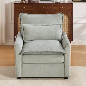 English Elm Modern Plush Faux Fur Armchair with Pocket Spring Cushion and Built-in Storage Pockets Green N719P433668F