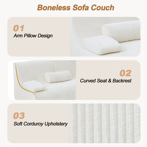English Elm Modern Corduroy Chaise Sofa Deep Lounge Seat Modular Design for Apartment Living Beige N719P466595A