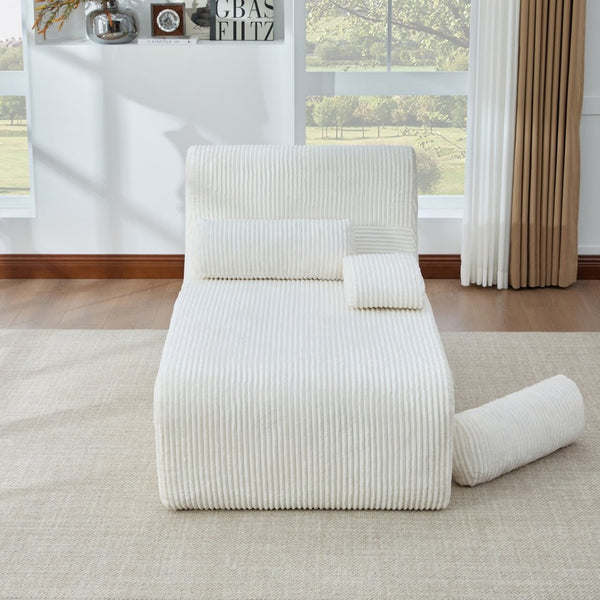 English Elm Modern Corduroy Chaise Sofa Deep Lounge Seat Modular Design for Apartment Living Beige N719P466595A