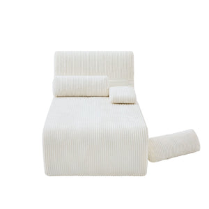 English Elm Modern Corduroy Chaise Sofa Deep Lounge Seat Modular Design for Apartment Living Beige N719P466595A
