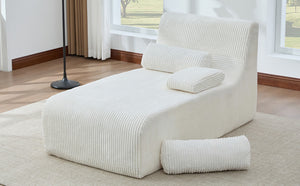 English Elm Modern Corduroy Chaise Sofa Deep Lounge Seat Modular Design for Apartment Living Beige N719P466595A