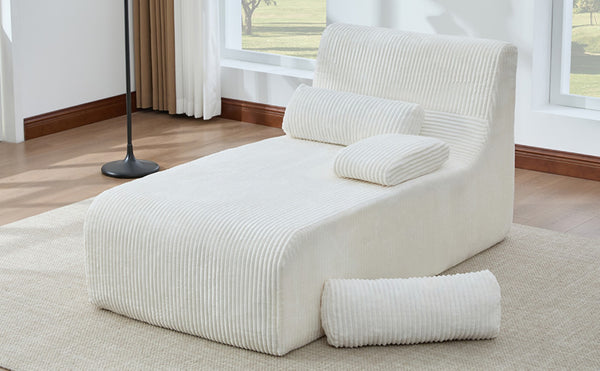 English Elm Modern Corduroy Chaise Sofa Deep Lounge Seat Modular Design for Apartment Living Beige N719P466595A