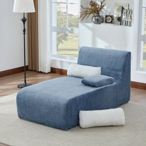 English Elm Modern Corduroy Chaise Sofa Deep Lounge Seat Modular Design for Apartment Living Blue N719P466595C