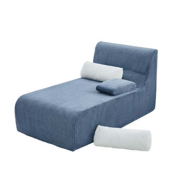 English Elm Modern Corduroy Chaise Sofa Deep Lounge Seat Modular Design for Apartment Living Blue N719P466595C
