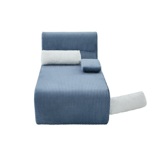 English Elm Modern Corduroy Chaise Sofa Deep Lounge Seat Modular Design for Apartment Living Blue N719P466595C
