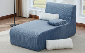 English Elm Modern Corduroy Chaise Sofa Deep Lounge Seat Modular Design for Apartment Living Blue N719P466595C