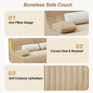 English Elm Modern Corduroy Chaise Sofa Deep Lounge Seat Modular Design for Apartment Living Coffee N719P466595D