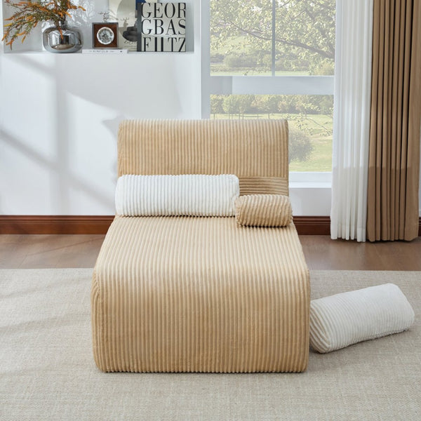 English Elm Modern Corduroy Chaise Sofa Deep Lounge Seat Modular Design for Apartment Living Coffee N719P466595D