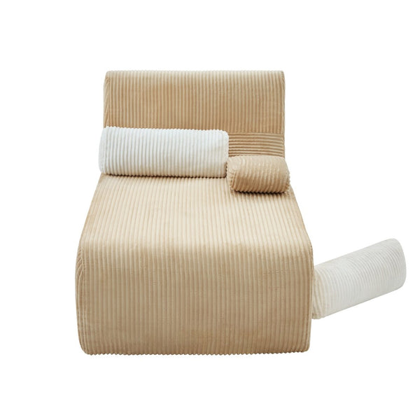 English Elm Modern Corduroy Chaise Sofa Deep Lounge Seat Modular Design for Apartment Living Coffee N719P466595D