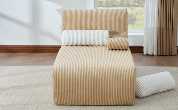 English Elm Modern Corduroy Chaise Sofa Deep Lounge Seat Modular Design for Apartment Living Coffee N719P466595D