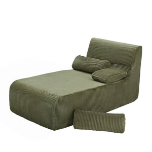 English Elm Modern Corduroy Chaise Sofa Deep Lounge Seat Modular Design for Apartment Living Green N719P466595F