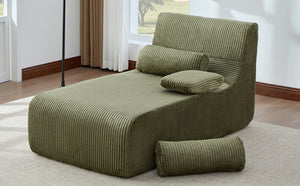 English Elm Modern Corduroy Chaise Sofa Deep Lounge Seat Modular Design for Apartment Living Green N719P466595F