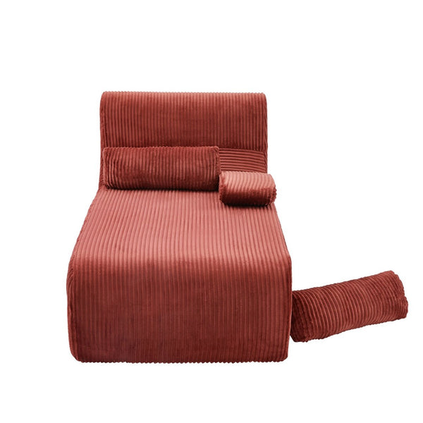 English Elm Modern Corduroy Chaise Sofa Deep Lounge Seat Modular Design for Apartment Living Red N719P466595J