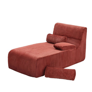 English Elm Modern Corduroy Chaise Sofa Deep Lounge Seat Modular Design for Apartment Living Red N719P466595J