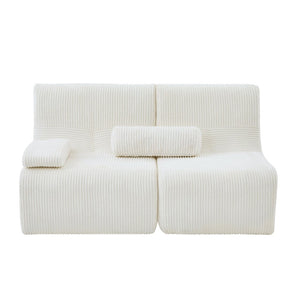 English Elm Modern Corduroy Loveseat Curved Ergonomic Sofa for Studio Apartment or Living Room Beige N719P466596A