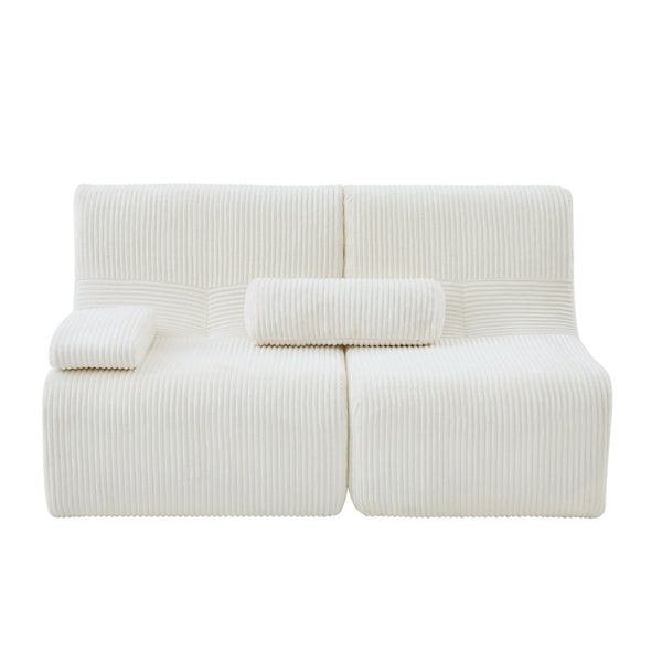 English Elm Modern Corduroy Loveseat Curved Ergonomic Sofa for Studio Apartment or Living Room Beige N719P466596A