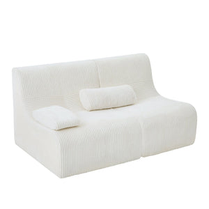 English Elm Modern Corduroy Loveseat Curved Ergonomic Sofa for Studio Apartment or Living Room Beige N719P466596A