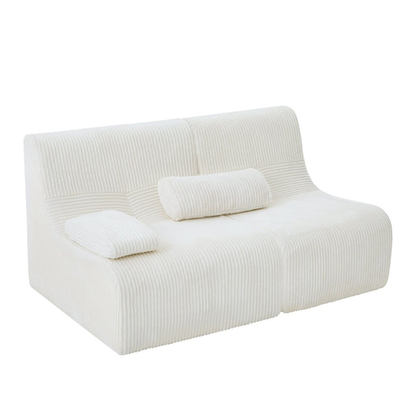 English Elm Modern Corduroy Loveseat Curved Ergonomic Sofa for Studio Apartment or Living Room Beige N719P466596A