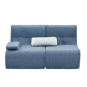 English Elm Modern Corduroy Loveseat Curved Ergonomic Sofa for Studio Apartment or Living Room Blue N719P466596C