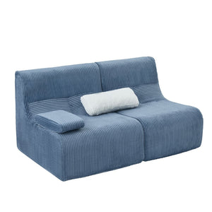 English Elm Modern Corduroy Loveseat Curved Ergonomic Sofa for Studio Apartment or Living Room Blue N719P466596C
