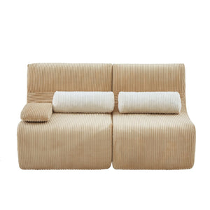 English Elm Modern Corduroy Loveseat Curved Ergonomic Sofa for Studio Apartment or Living Room Coffee N719P466596D