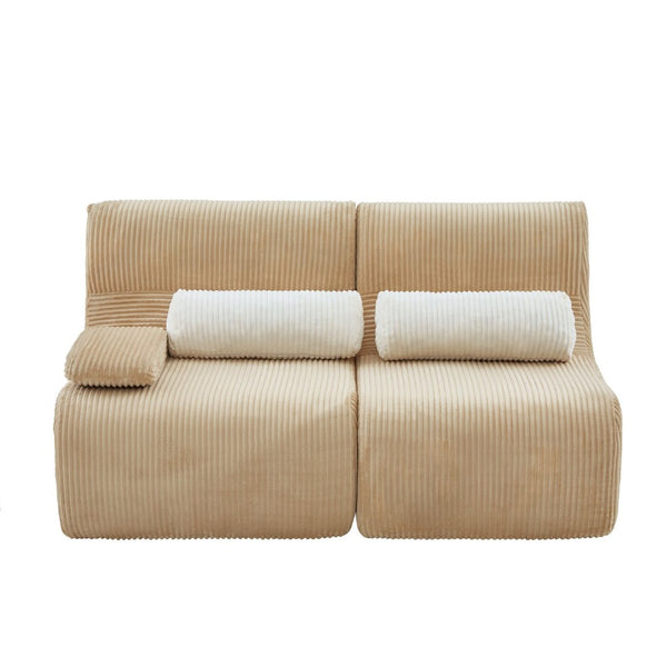 English Elm Modern Corduroy Loveseat Curved Ergonomic Sofa for Studio Apartment or Living Room Coffee N719P466596D