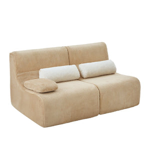 English Elm Modern Corduroy Loveseat Curved Ergonomic Sofa for Studio Apartment or Living Room Coffee N719P466596D