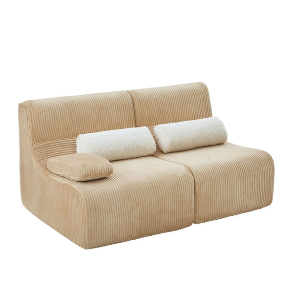 English Elm Modern Corduroy Loveseat Curved Ergonomic Sofa for Studio Apartment or Living Room Coffee N719P466596D