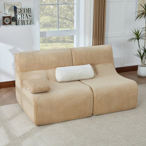 English Elm Modern Corduroy Loveseat Curved Ergonomic Sofa for Studio Apartment or Living Room Coffee N719P466596D