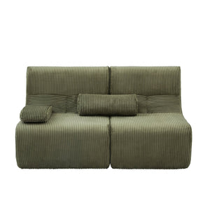 English Elm Modern Corduroy Loveseat Curved Ergonomic Sofa for Studio Apartment or Living Room Green N719P466596F