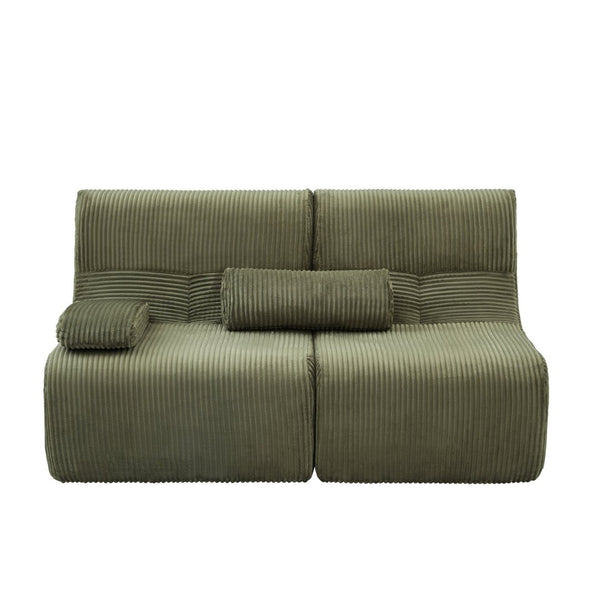 English Elm Modern Corduroy Loveseat Curved Ergonomic Sofa for Studio Apartment or Living Room Green N719P466596F