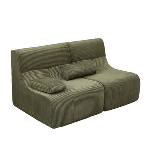 English Elm Modern Corduroy Loveseat Curved Ergonomic Sofa for Studio Apartment or Living Room Green N719P466596F