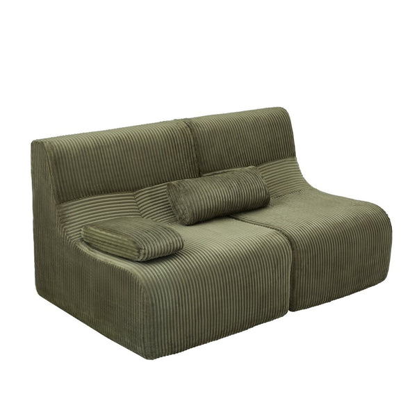 English Elm Modern Corduroy Loveseat Curved Ergonomic Sofa for Studio Apartment or Living Room Green N719P466596F