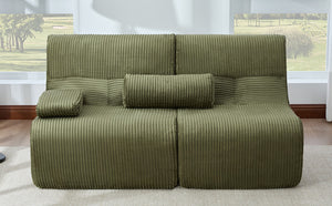 English Elm Modern Corduroy Loveseat Curved Ergonomic Sofa for Studio Apartment or Living Room Green N719P466596F