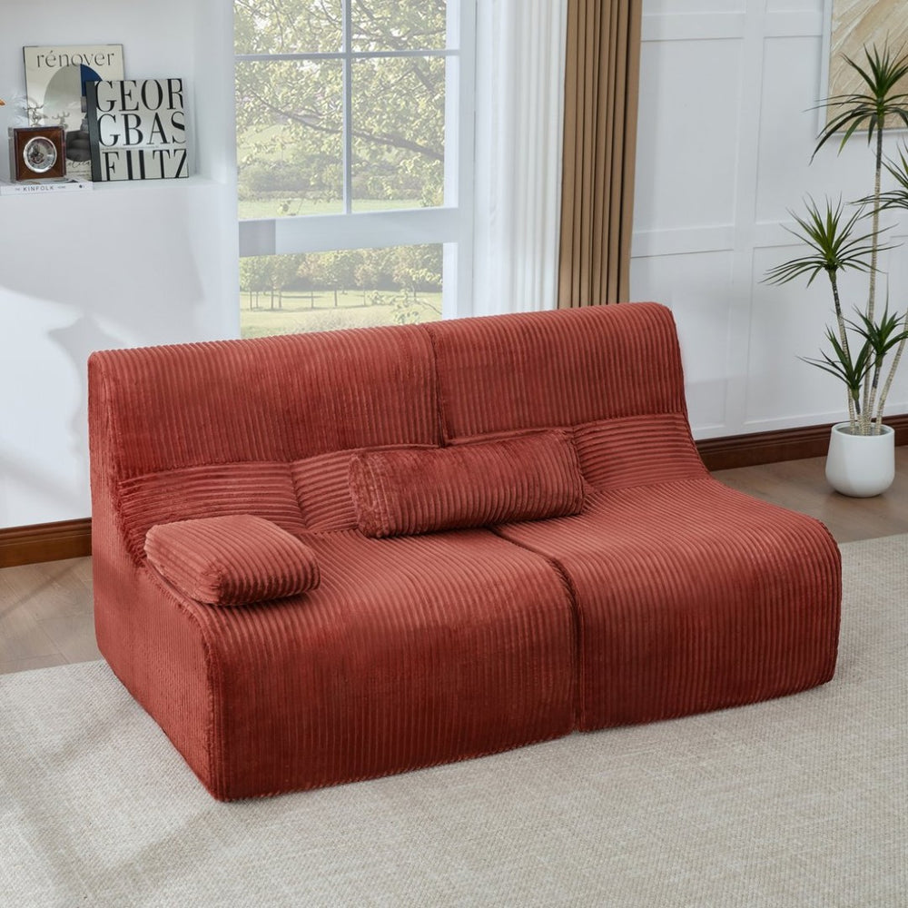English Elm Modern Corduroy Loveseat Curved Ergonomic Sofa for Studio Apartment or Living Room Red N719P466596J